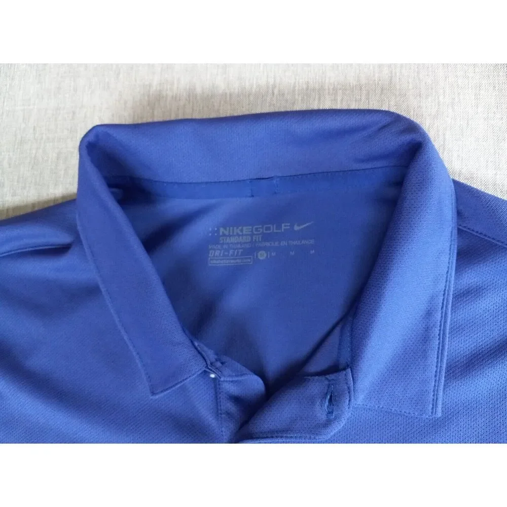 Nike Golf Men's Dri-FIT Medium Short Sleeve Standard Fit Herringbone Blue Polo - Picture 2 of 12